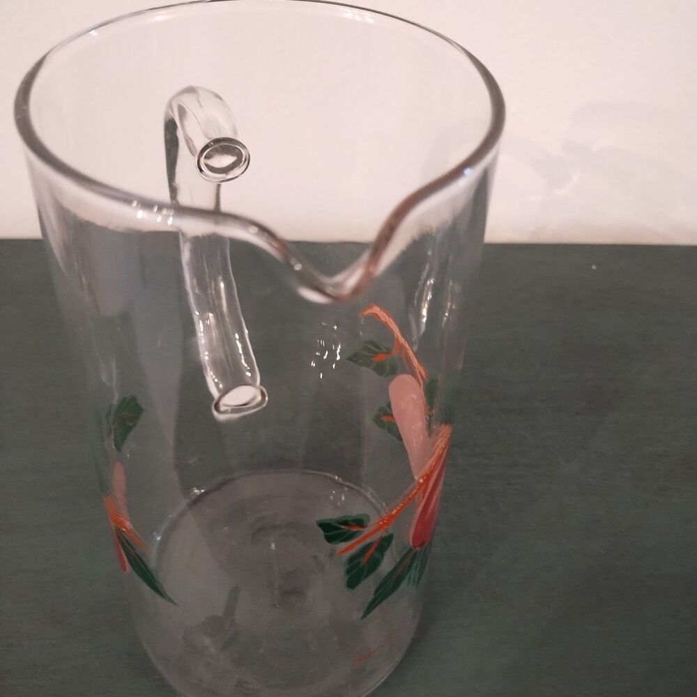 Vintage Fransciscan Apple Dinnerware Glass Juice Pitcher 8" Tall Blown Glass - Picture 7 of 9